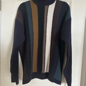 Men's Striped Turtleneck Sweater - Navy, Green, Brown